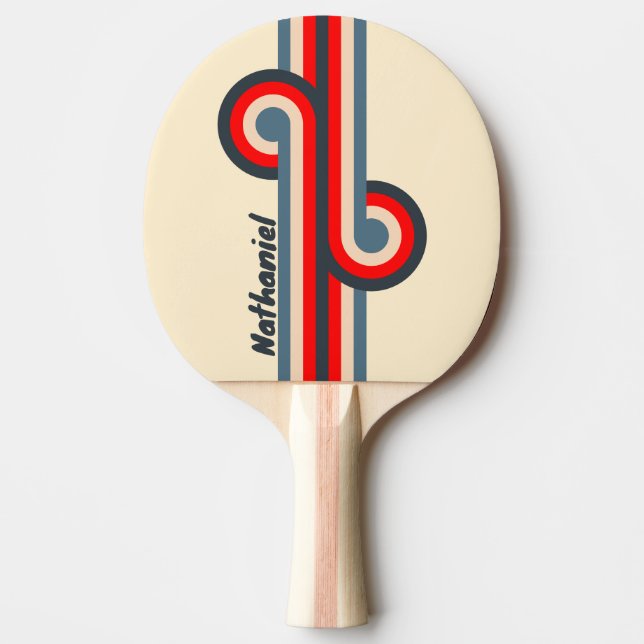 Retro nautisk regnbågsloop med namn pingisracket (Framsidan)