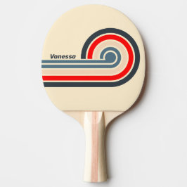 Retro nautiska regnbågslockiga ränder med namn pingisracket