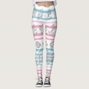 Retro nautiskt akvarellmönster (12) leggings