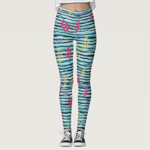 Retro nautiskt akvarellmönster (1) leggings