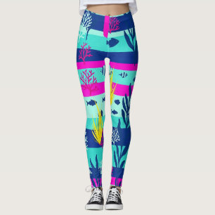 Retro nautiskt akvarellmönster (5) leggings