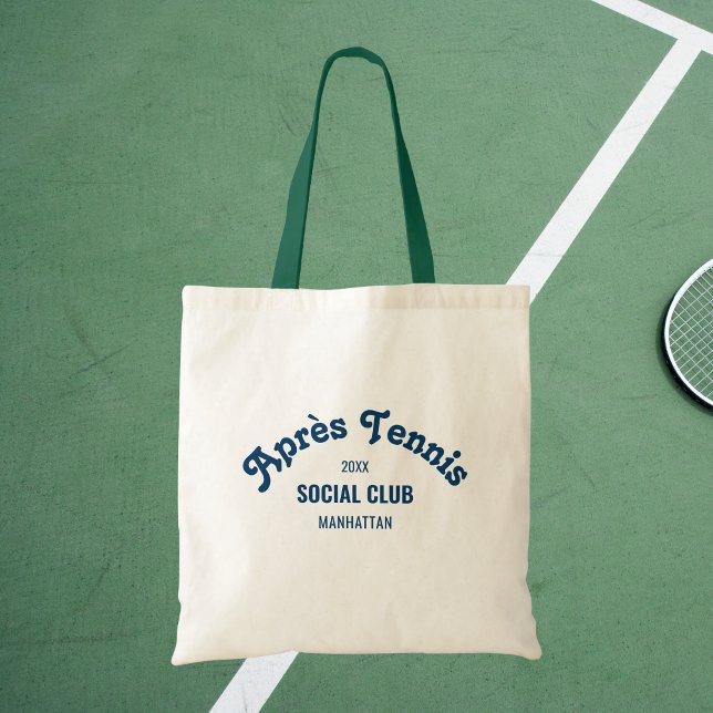 Retro Navy Après Tennis Social Club Green Handle Tygkasse (Skapare uppladdad)