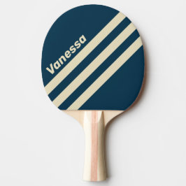 Retro Navy Avtagande Trekantig Randig med Namn Pingisracket