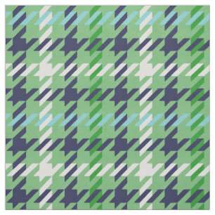 Retro navy blue grönt houndstooth plaid mönster tyg