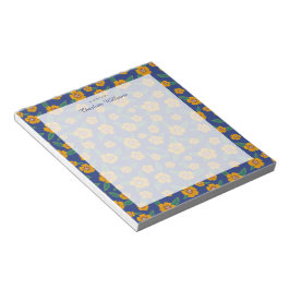 Retro navy blue gula blommor mönster Namn Anteckningsblock