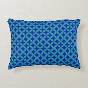 Retro navy blue turquise Circle Rosette Lattice Prydnadskudde