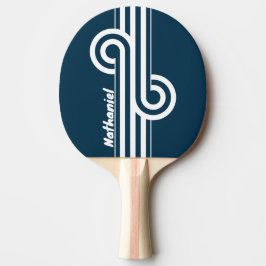 Retro Navy Dual Stripe Loop with Name Pingisracket