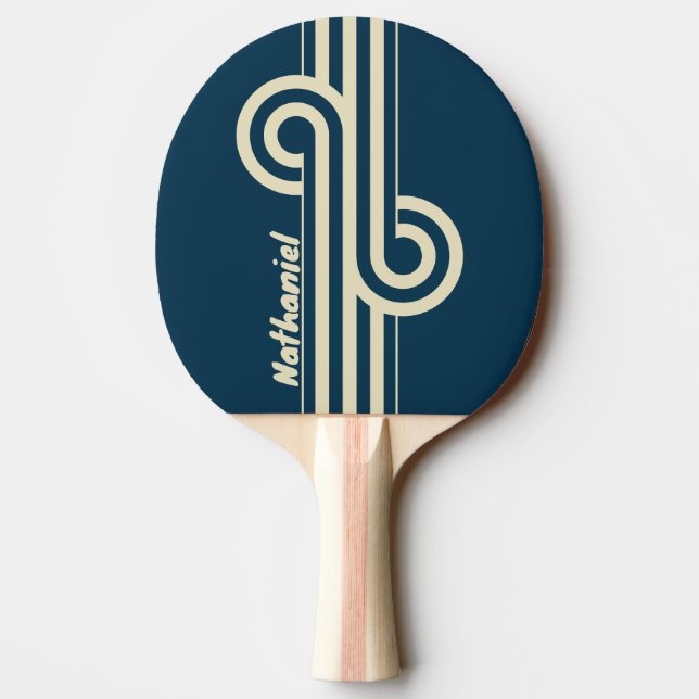 Retro Navy Fade Dubbelrandig Loop med Namn Pingisracket (Baksidan)