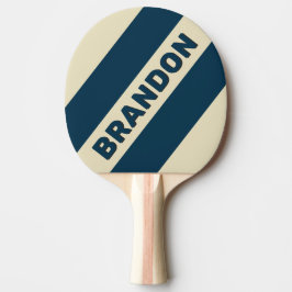 Retro Navy Fade Tre Feta Ränder med Namn Pingisracket
