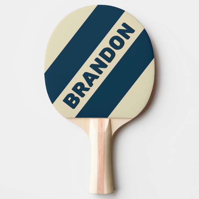 Retro Navy Fade Tre Feta Ränder med Namn Pingisracket (Framsidan)