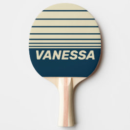 Retro Navy Fade Tre Horisontella Ränder med Namn Pingisracket