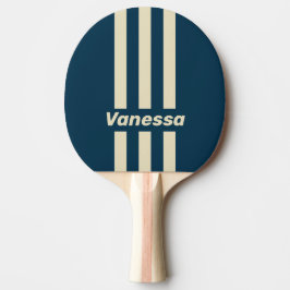 Retro Navy Fade Tre Pin Streck med Namn Pingisracket