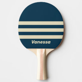 Retro Navy Fade Tre Rader Randig med Namn Pingisracket