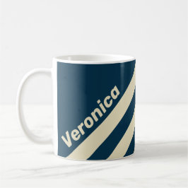 Retro Navy Fade Tre Ränder med Namn Kaffemugg