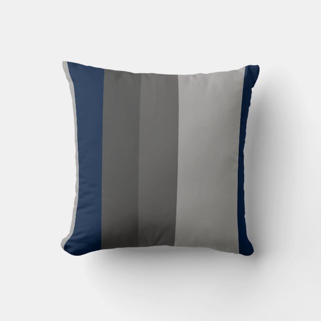 Retro Navy Grå Vertikala Ränder Kudde (Framsida)