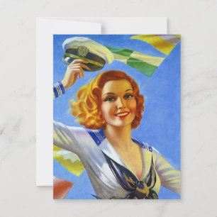Retro Navy MILITARY HOMECOMCOME Firande Inbjudan
