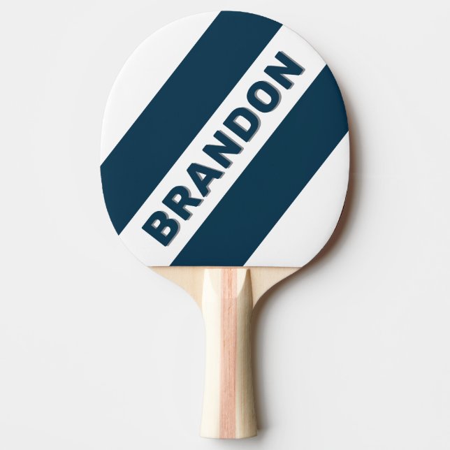 Retro Navy Tre Feta Ränder med Namn Pingisracket (Framsidan)