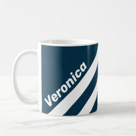 Retro Navy Tre Ränder med Namn Kaffemugg