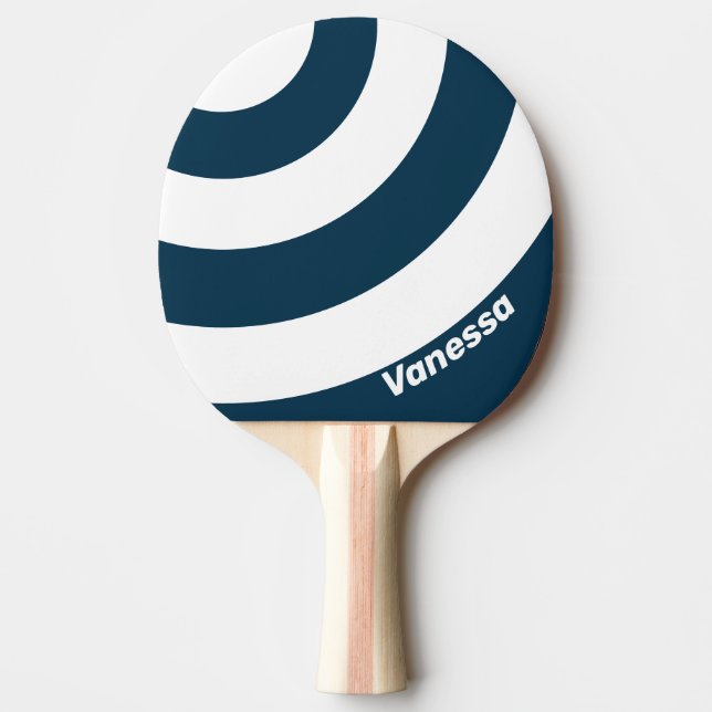 Retro Navy Trecirkelrand med namn Pingisracket (Framsidan)
