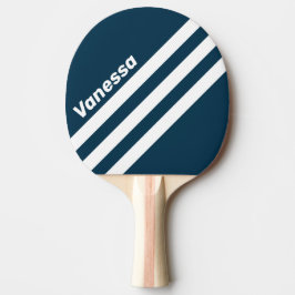 Retro Navy Trevinkelrandig med namn Pingisracket