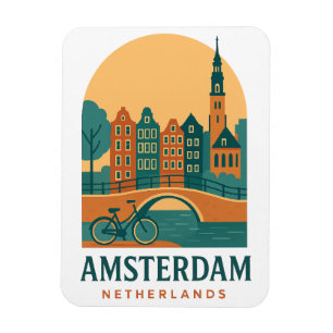 Retro Nederländerna Magnet - Vintage Amsterdam Kan