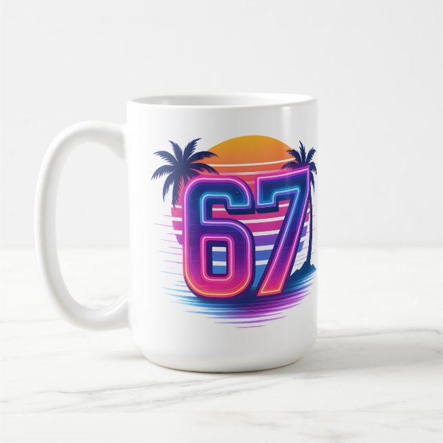 Retro Neon 67 Aesthetic Kaffemugg (Vänster)