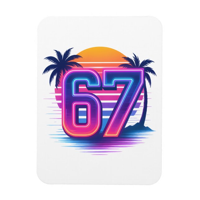 Retro Neon 67 Aesthetic Magnet (Vertikal)