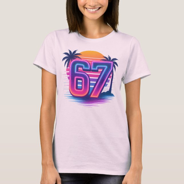Retro Neon 67 Aesthetic T Shirt (Framsida)