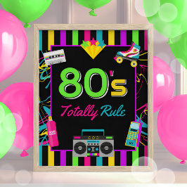 Retro Neon 80-talets Party-signatur med fullständi Poster