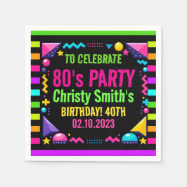 Retro Neon 80s Birthday Party Pappersservett