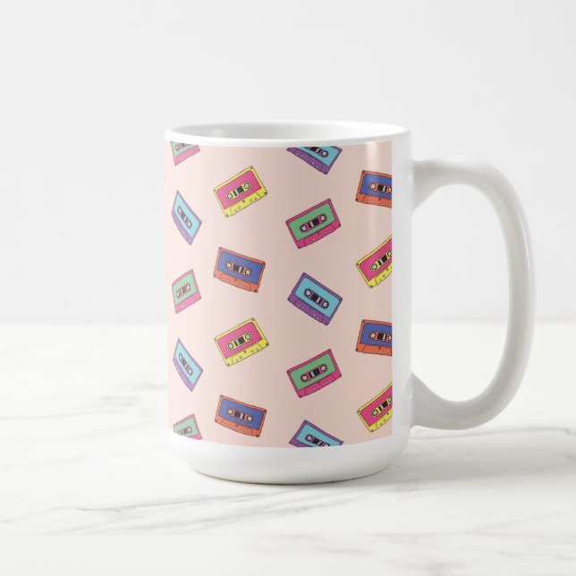 Retro Neon Audio Cassette Tape Mönster Kaffemugg (Höger)
