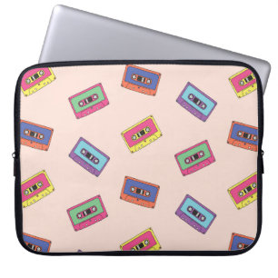Retro Neon Audio Cassette Tape Mönster Laptop Fodral