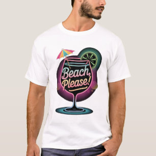 Retro Neon "Beach Snälla" Tropical Cocktail-sommar T Shirt