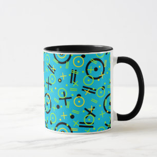 Retro Neon Blue Mönster Mugg