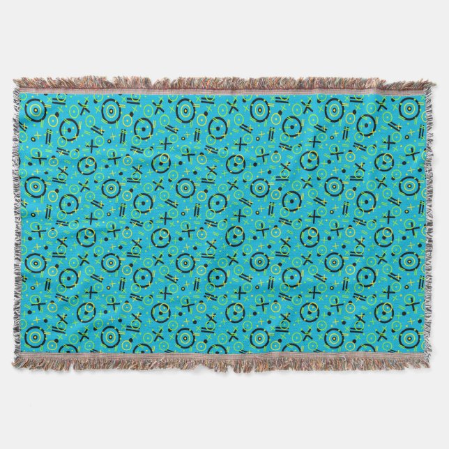 Retro Neon Blue Mönster Mysfilt (Framsidan)