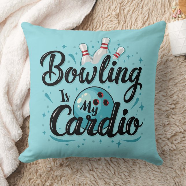 Retro Neon "Bowling is My Cardio" Funny Bowling Kudde (Filt)