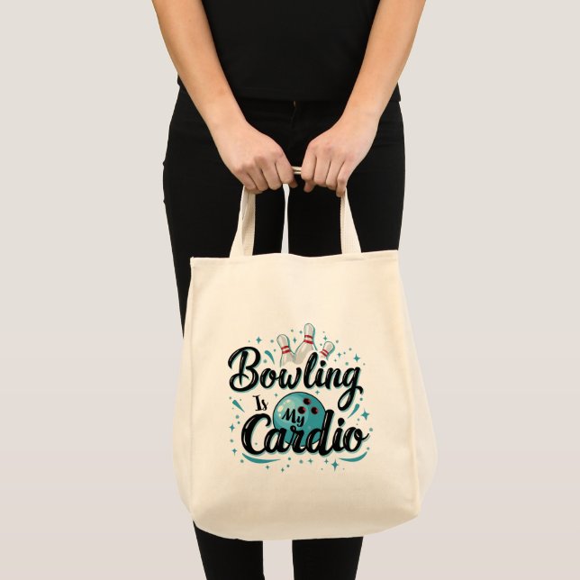 Retro Neon "Bowling is My Cardio" Funny Bowling Tygkasse (Framsida (produkt))