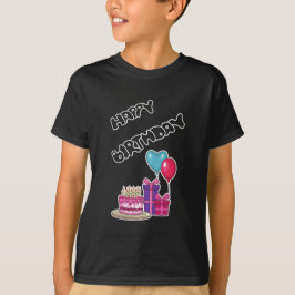 Retro Neon Bubble Text Happy Birthday  T Shirt