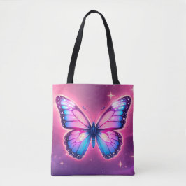 Retro Neon Butterfly Tote Tygkasse