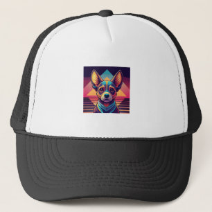 Retro Neon Chihuahua � Levande Synthwave Hundkonst Keps