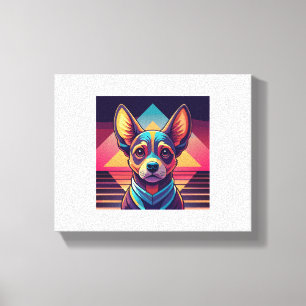 Retro Neon Chihuahua - Vibrant Synthwave Hund Art Canvastryck