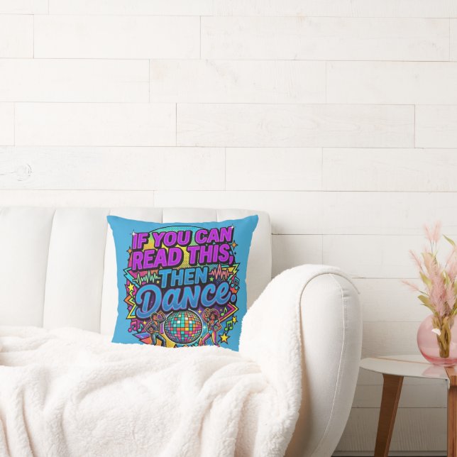 Retro Neon Disco Boll Dansfest Grafikdesign Kudde (Soffa)