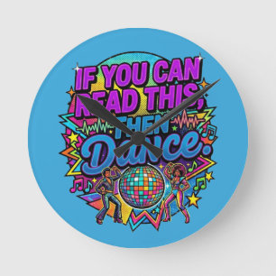 Retro Neon Disco Boll Dansfest Grafikdesign Rund Klocka