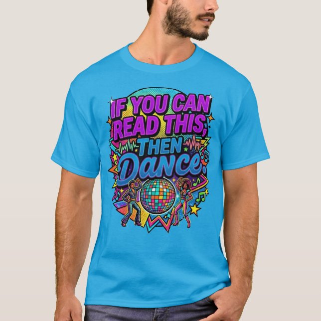 Retro Neon Disco Boll Dansfest Grafikdesign T Shirt (Framsida)