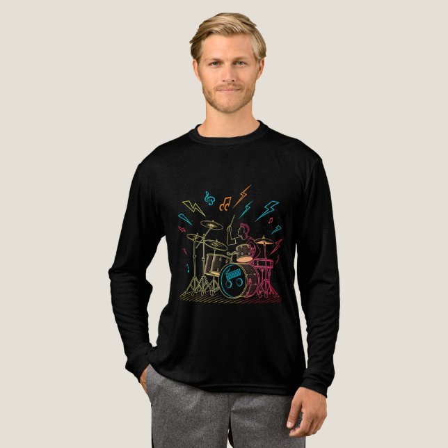 Retro Neon Drummer T Shirt (Hel framsida)