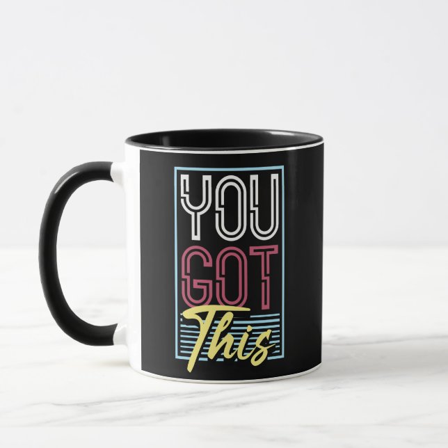 Retro Neon "Du klarar det" Motiverande typografi Mugg (Vänster)