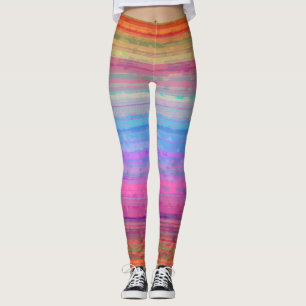 Retro Neon Färg Mönster Leggings