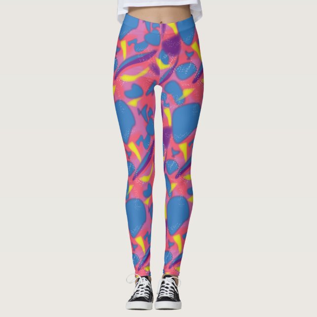 Retro Neon Flerfärgad Leggings (Framsida)