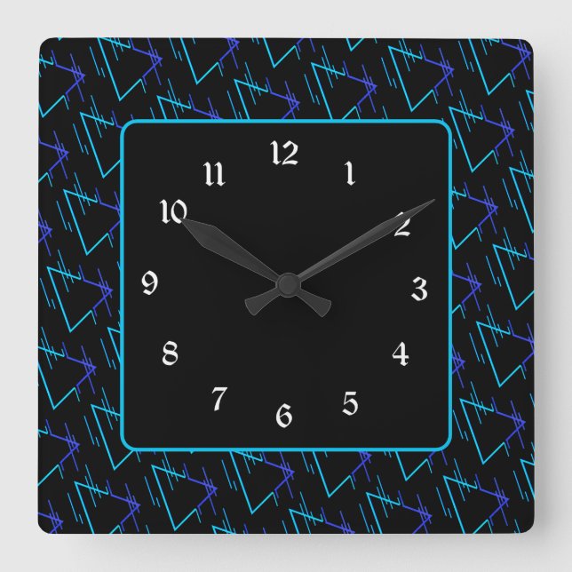 Retro Neon Geometric Mönster 3 Fyrkantig Klocka (Framsida)