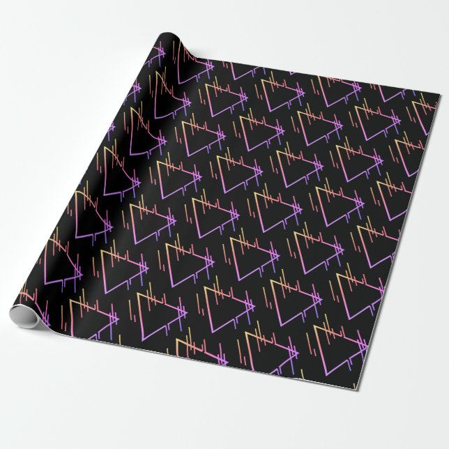 Retro Neon Geometric Mönster 5 Presentpapper (Utrullad)